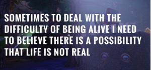 Sometimes to Deal with the Difficulty of Being Alive, I Need to Believe There Is a Possibility That Life Is Not Real.